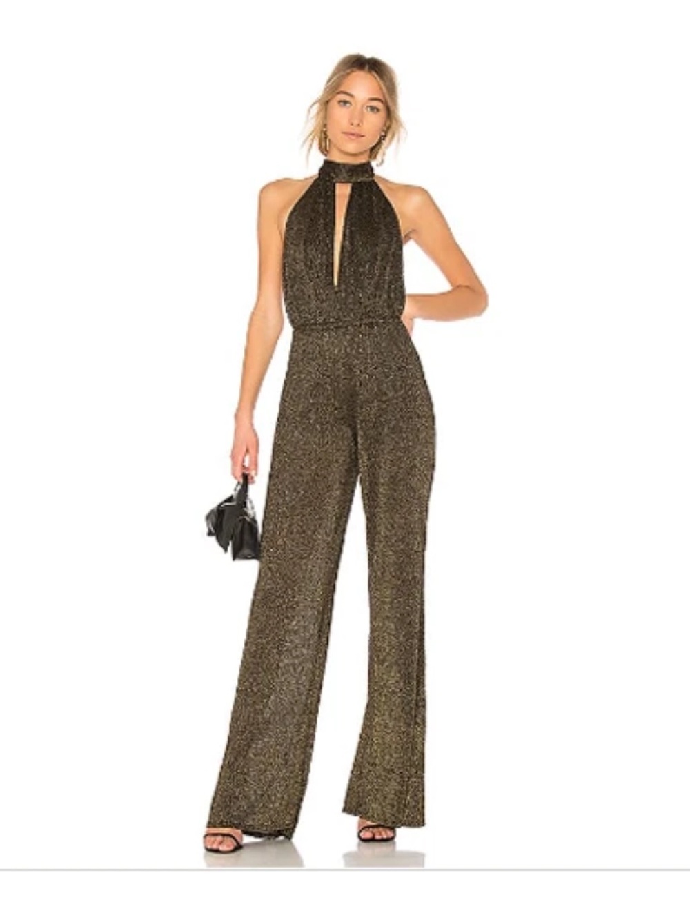 Rachel Pally Gold Knit Halter Jumpsuit - Size Small